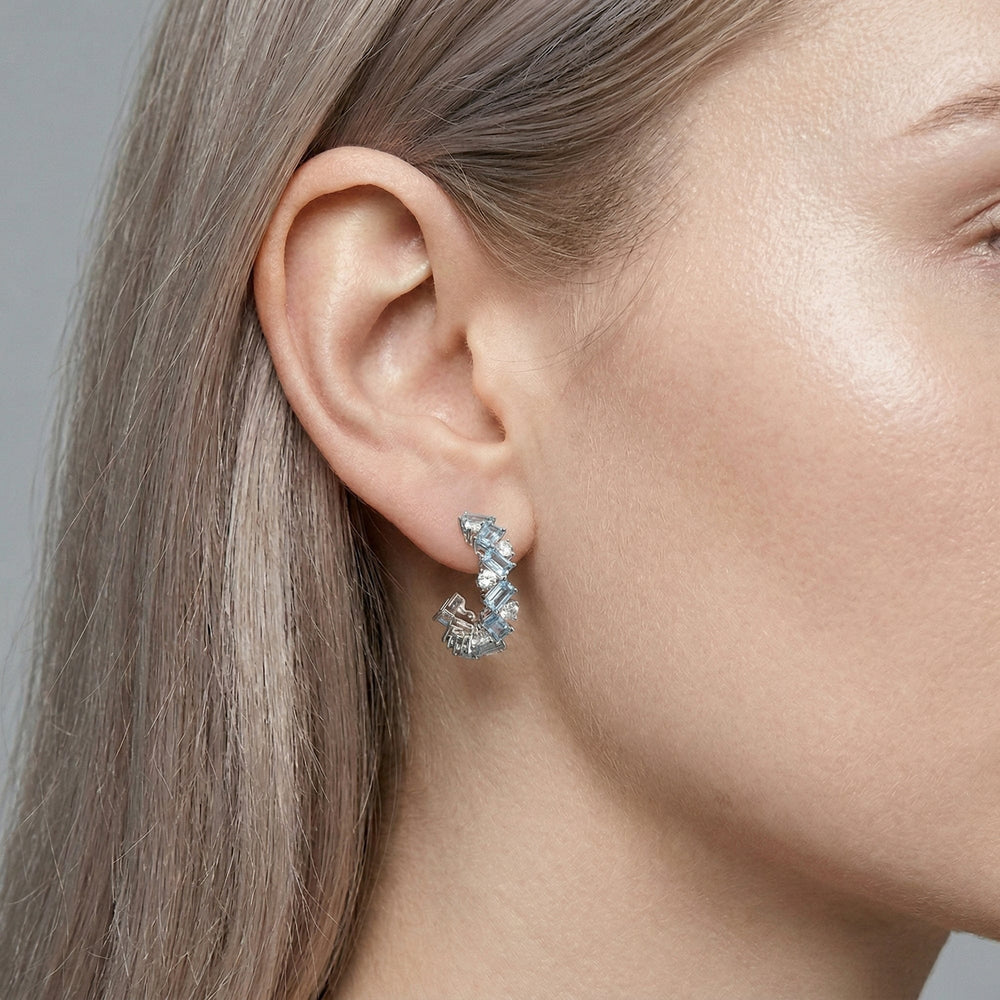 LEIBISH Aquamarine & Diamond Hoop Earrings Brand Earrings