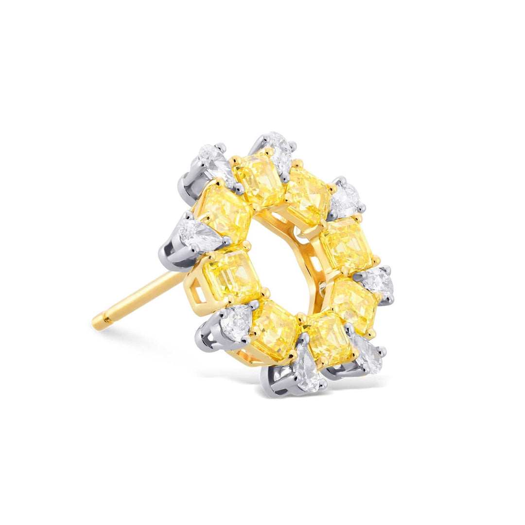 LEIBISH Fancy Intense Yellow Asscher &amp; Pear Diamond Earrings Brand Earrings