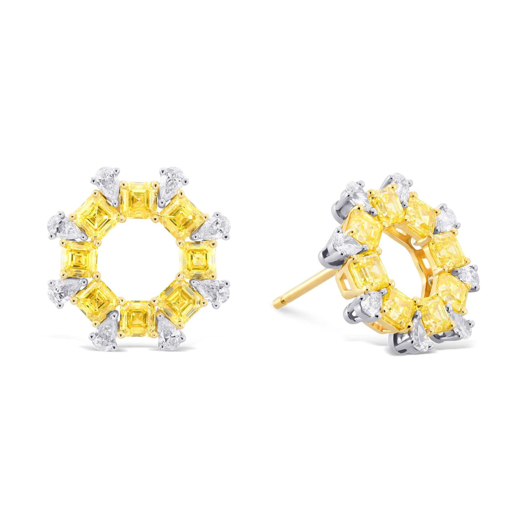 LEIBISH Fancy Intense Yellow Asscher &amp; Pear Diamond Earrings Brand Earrings