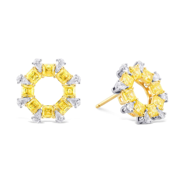 LEIBISH Fancy Intense Yellow Asscher &amp; Pear Diamond Earrings Brand Earrings