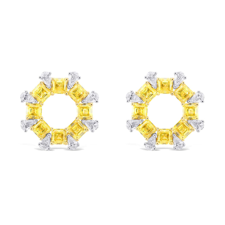 LEIBISH Fancy Intense Yellow Asscher &amp; Pear Diamond Earrings Brand Earrings