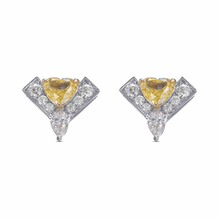 LEIBISH Fancy Intense Yellow Heart Diamond Logo Pavé Earrings Brand Earrings