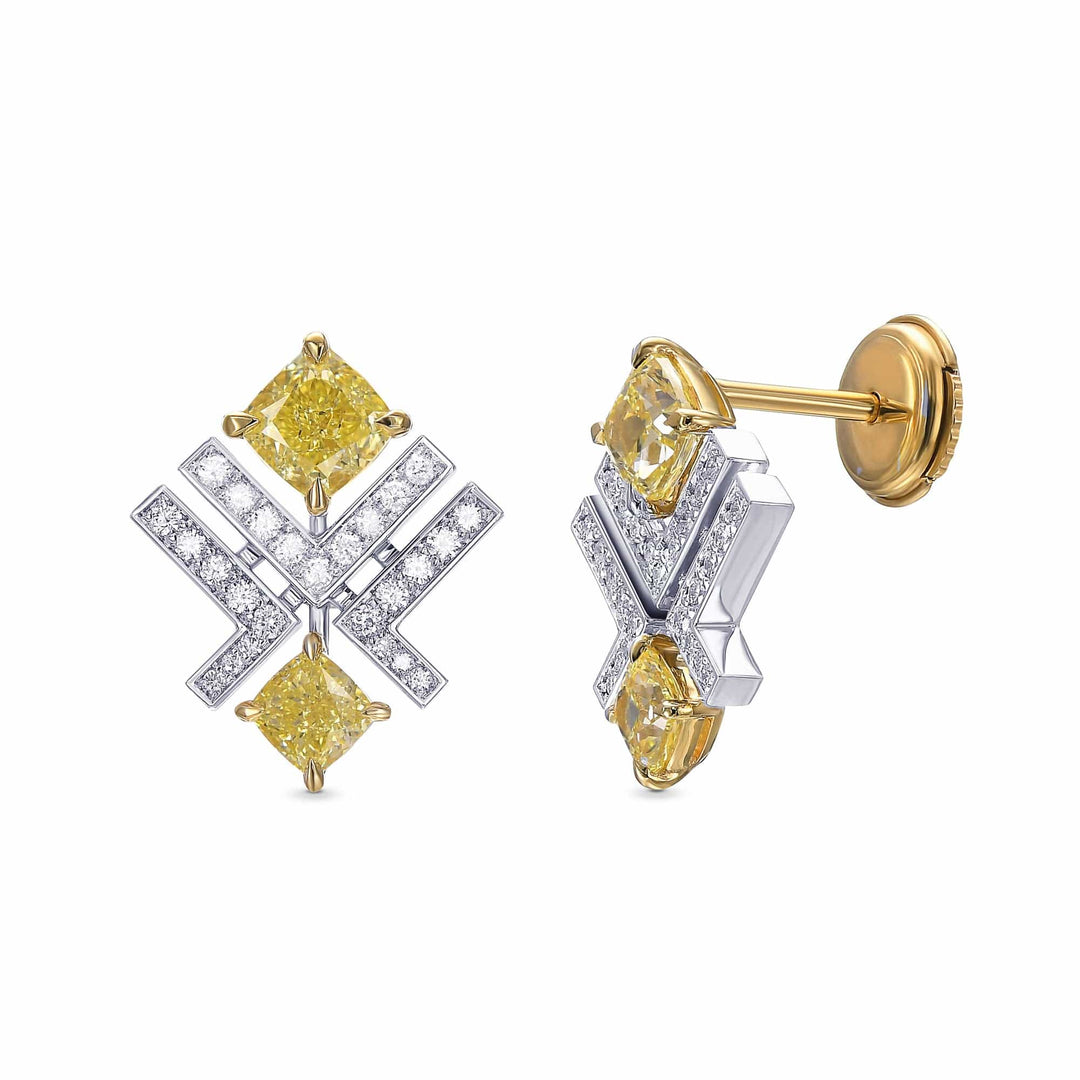 LEIBISH LEGACY 1.84ct Fancy Yellow Cushion Diamond Earrings Brand Earrings
