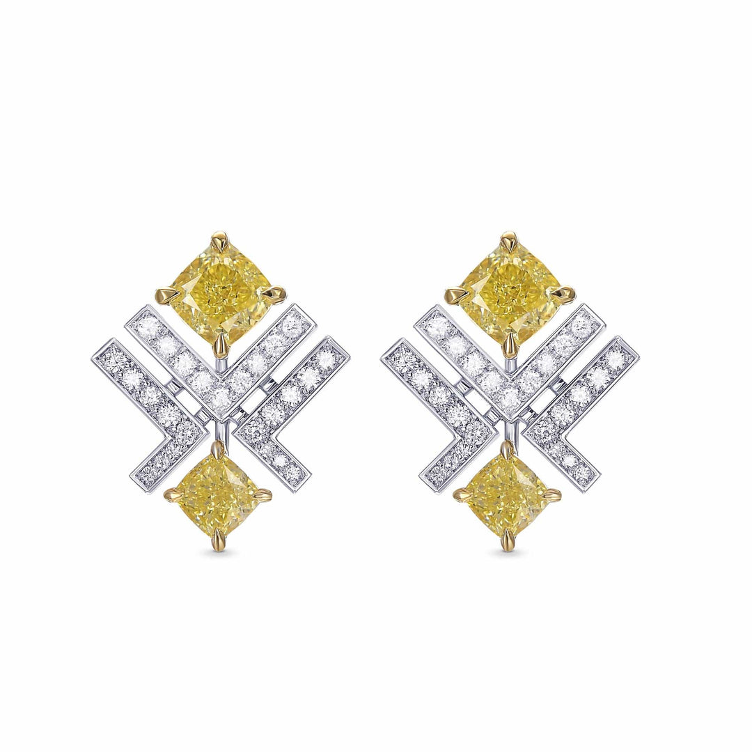 LEIBISH LEGACY 1.84ct Fancy Yellow Cushion Diamond Earrings Brand Earrings