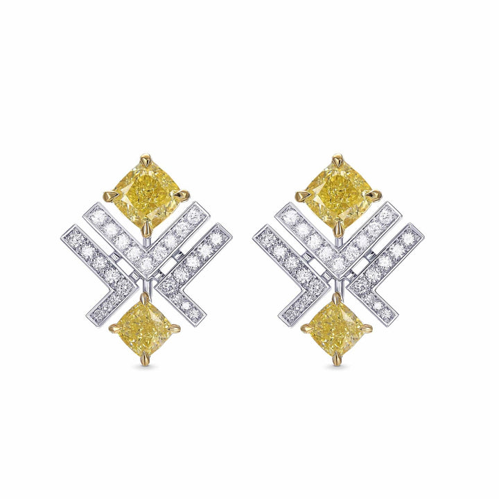 LEIBISH LEGACY 1.84ct Fancy Yellow Cushion Diamond Earrings Brand Earrings