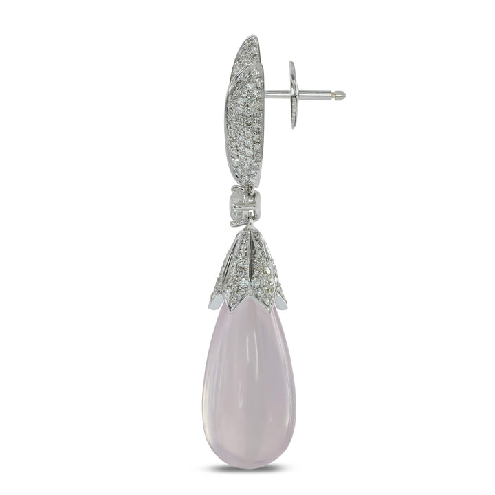 LEIBISH Rose Quartz Cabochon &amp; Diamond Drop Earrings Brand Earrings