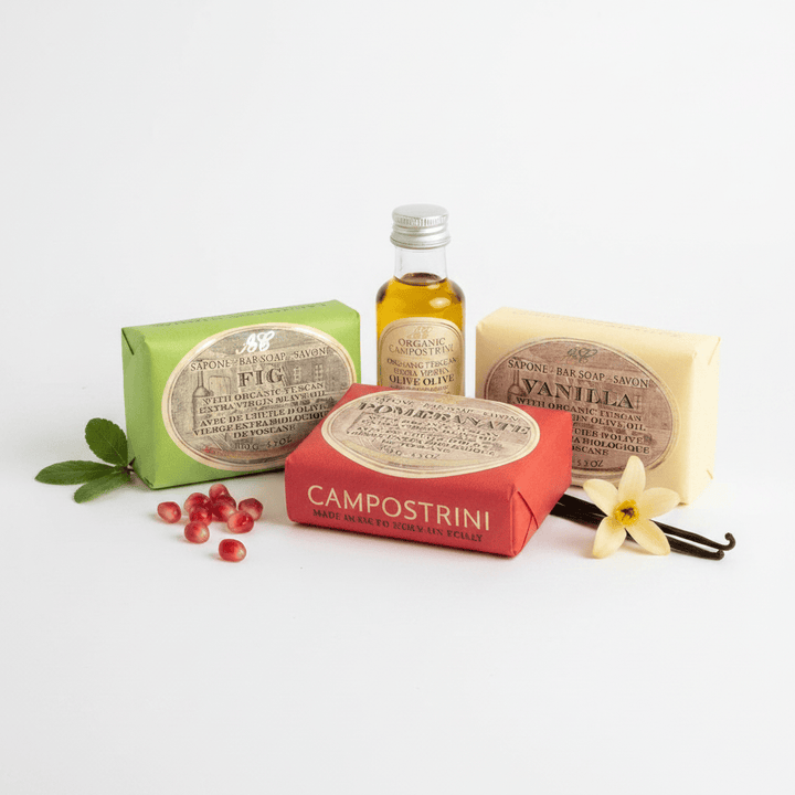 Campostrini Organic Set of 3 Bar Soap 150g Fig Vanilla Pomegranate Brand Hand Made Soaps