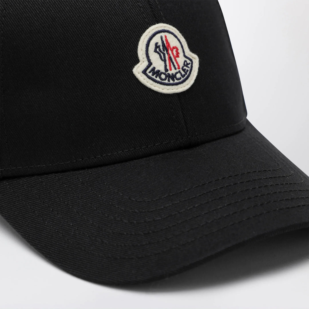 Moncler - Black cotton baseball cap with patch Brand Hats U