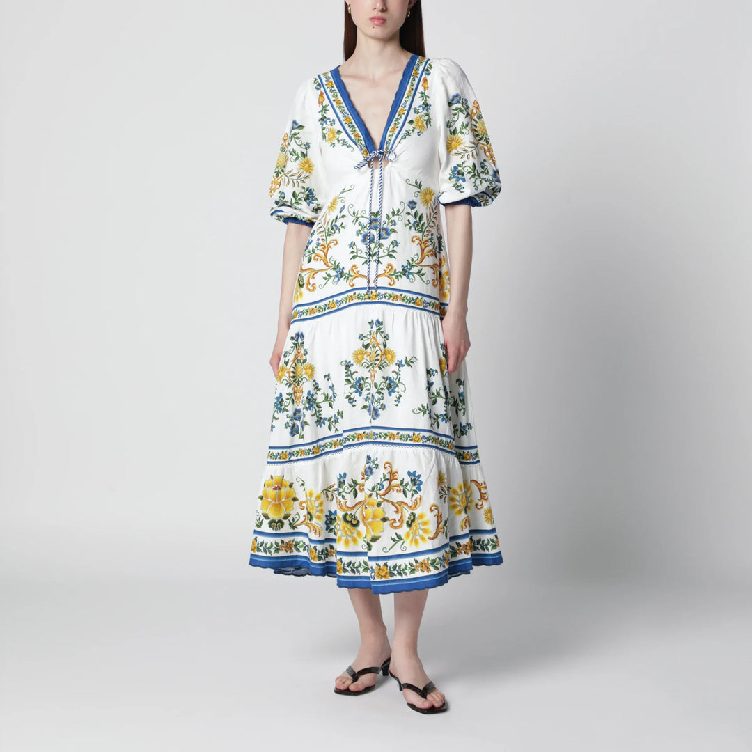 FARM Rio - Emily Floral Tapestry drawstring midi dress Brand Jewelry XS