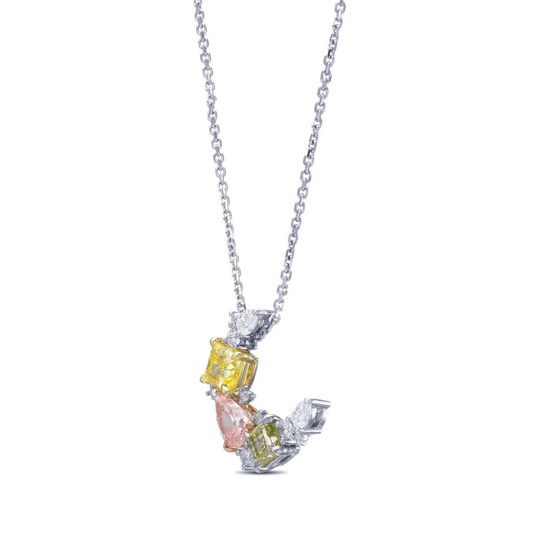 LEIBISH 1.07ct Multicolour Half-Moon Diamond Couture Pendant Brand Necklace