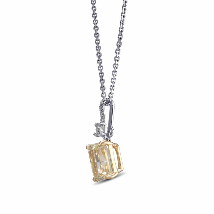 LEIBISH 1.53ct Fancy Light Yellow Radiant Diamond Drop Pendant Brand Necklace