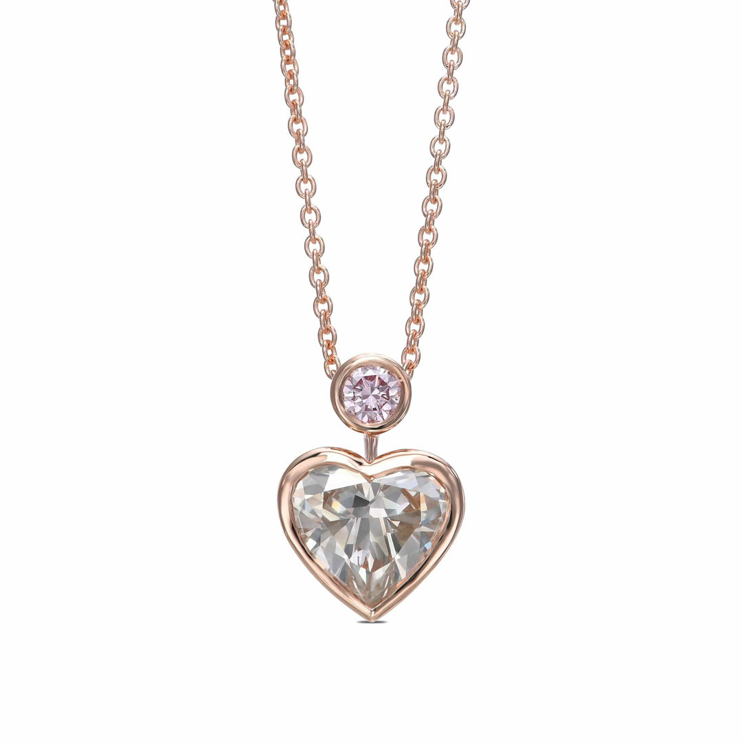 LEIBISH 2.01ct Fancy Light Gray Heart &amp; Pink Diamond Pendant Brand Necklace