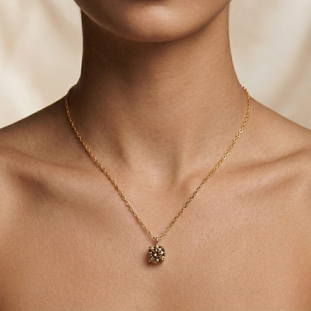 LEIBISH 2.01ct Light Brown Round Brilliant Diamond Pendant Brand Necklace