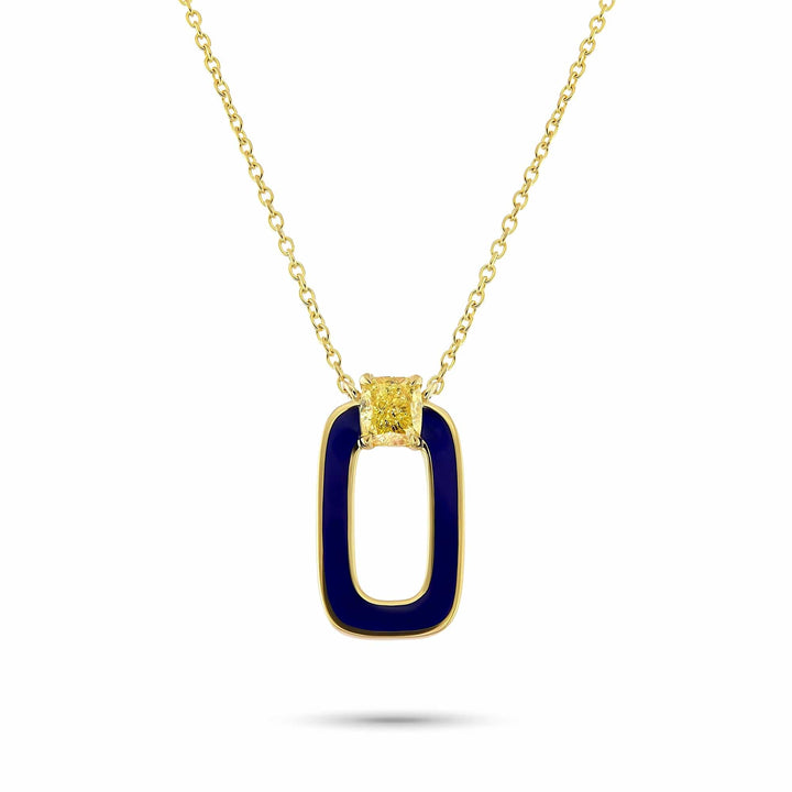 LEIBISH Fancy Yellow Cushion Diamond &amp; Blue Enamel Pendant Brand Necklace