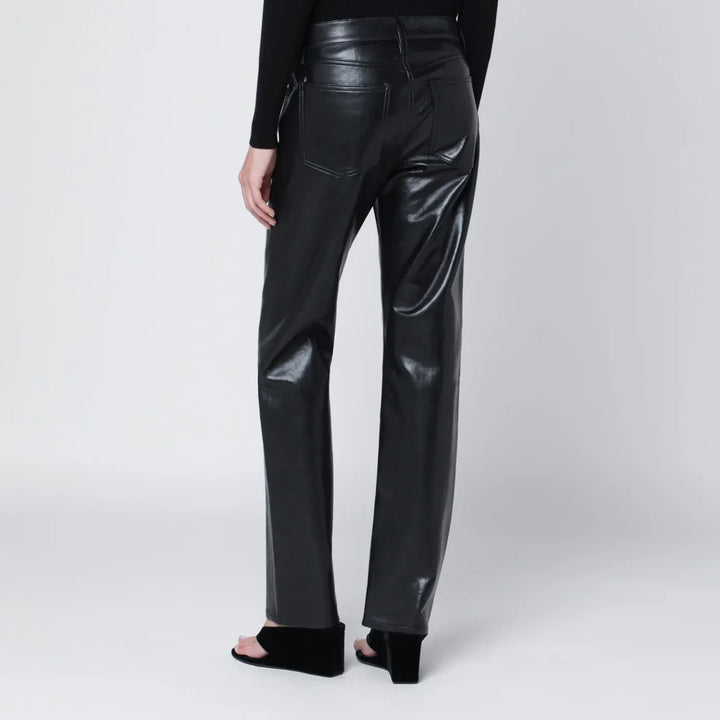 AGOLDE - Black faux leather trousers Low Rise Slim Brand Pants 24