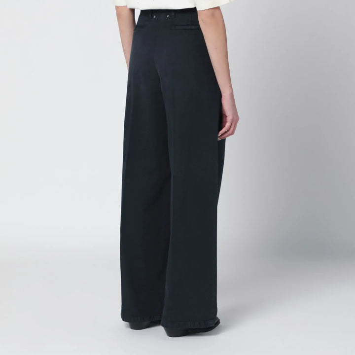 Golden Goose - Black wide-leg cotton trousers Brand Pants