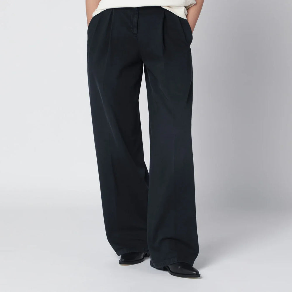 Golden Goose - Black wide-leg cotton trousers Brand Pants 38  IT