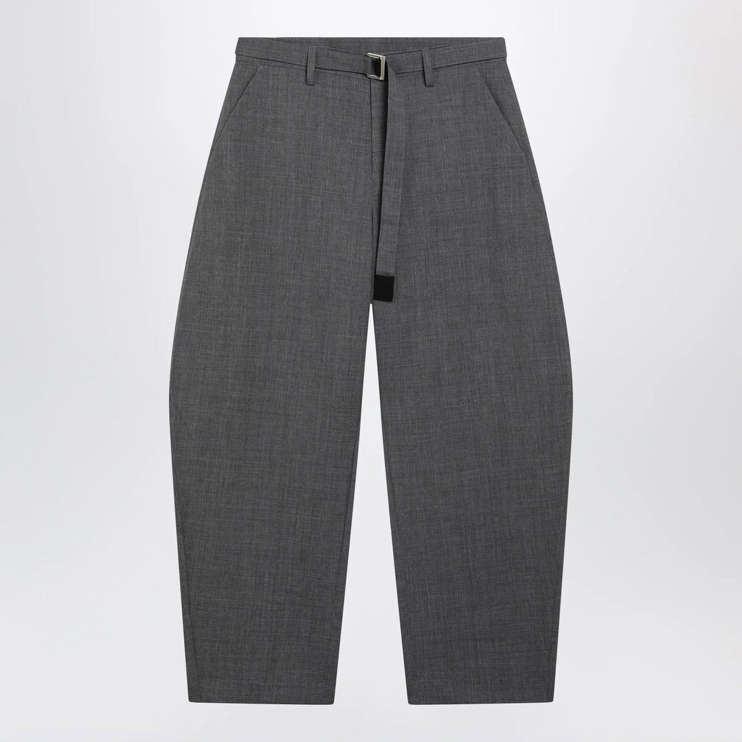 Sacai - Grey wool trousers with belt Brand Pants 2