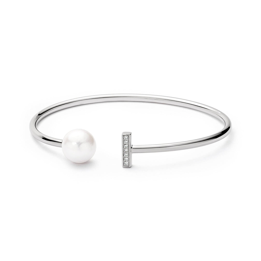 Ikecho Pearl Bracelet Ikecho Freshwater Pearl Cubic Zirconia Bar Bangle Brand