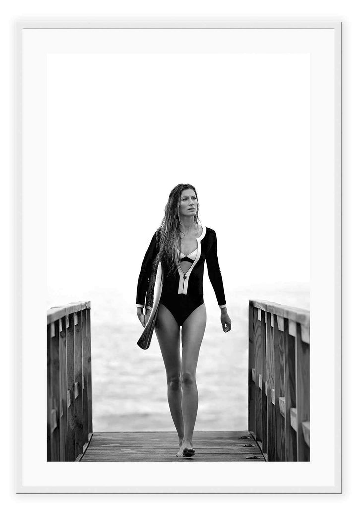 Canvas Print Gisele Bundchen Surf Gisele Bundchen Surf Wall Art : Ready to hang framed artwork. Brand