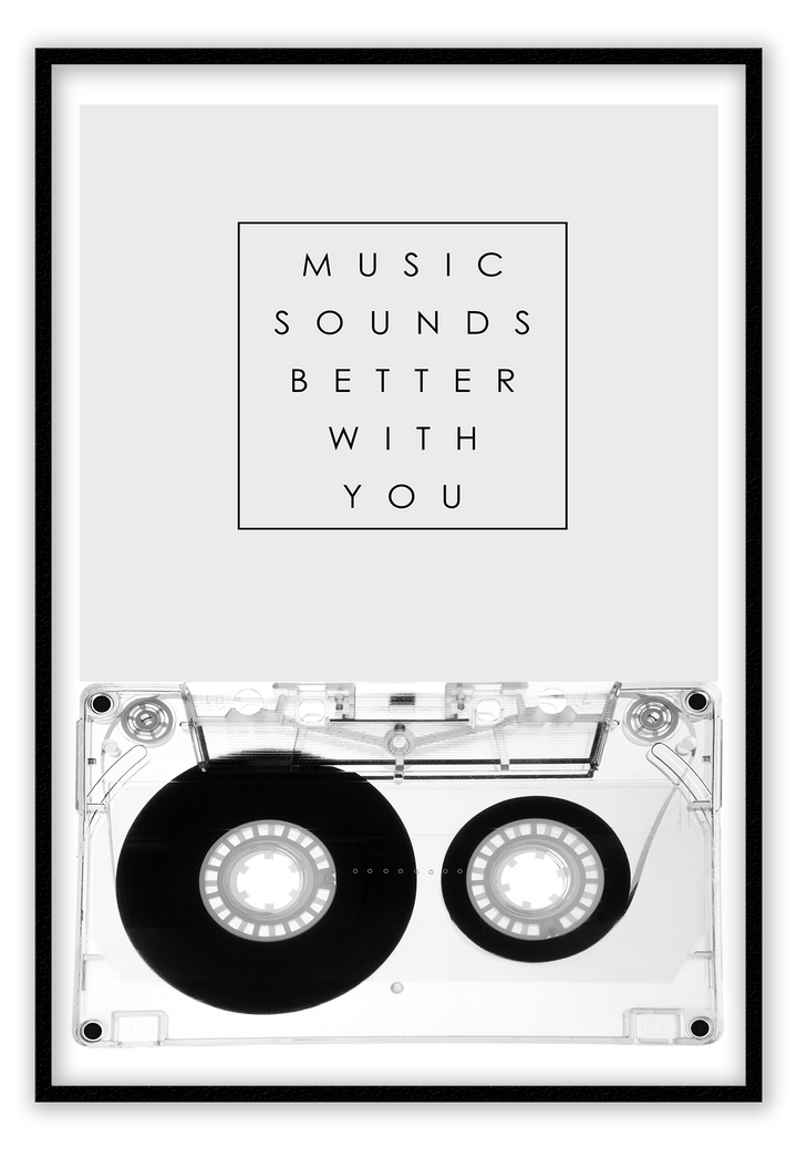 Canvas Print 50x70cm / Black Music Sounds Better with You Music Sounds Better with You: Wall Art : Ready to hang framed artwork. Brand