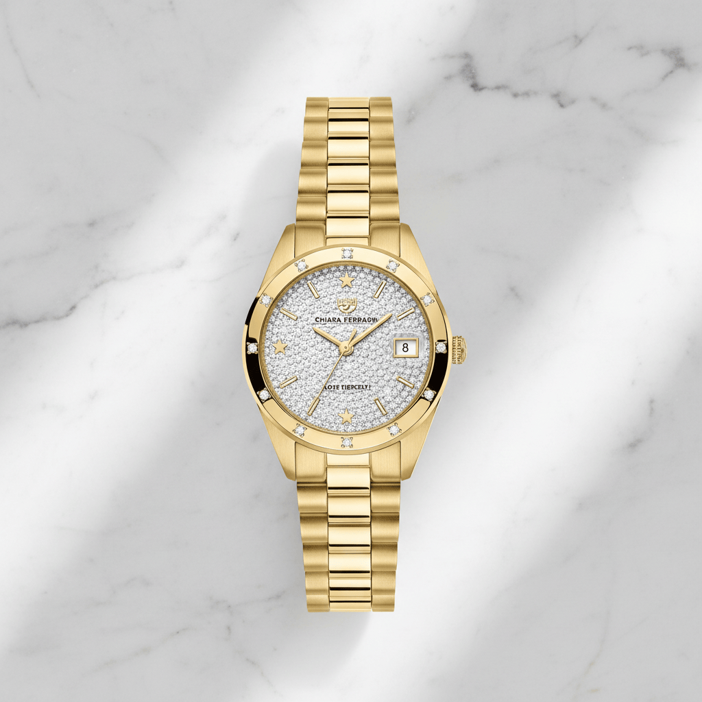 Chiara Ferragni Everyday Gold Glitter Watch Brand Quartz Watches