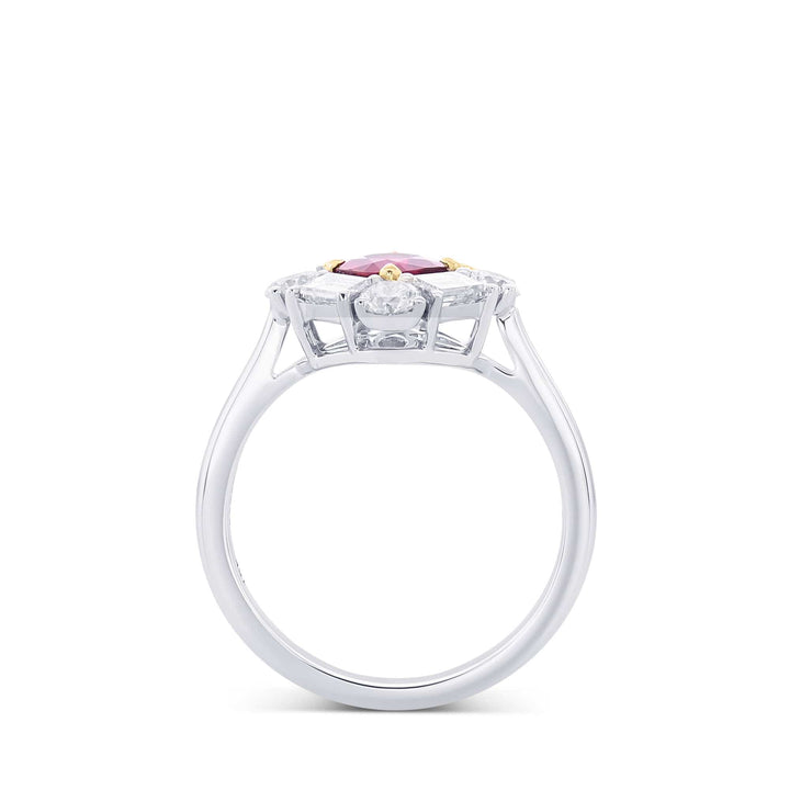 LEIBISH 0.60ct Red Ruby &amp; Diamond Halo Ring Brand Ring