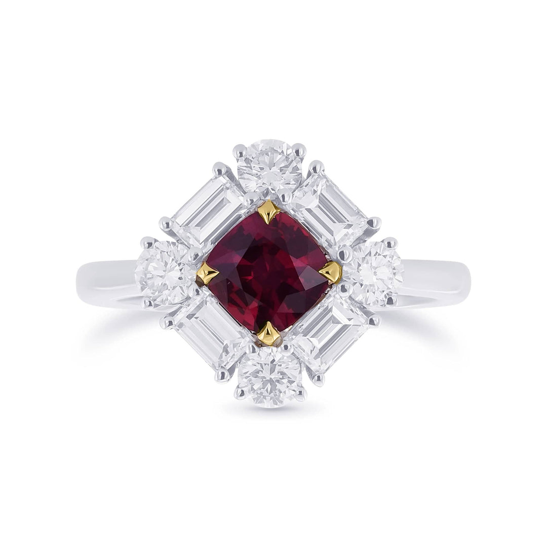 LEIBISH 0.60ct Red Ruby &amp; Diamond Halo Ring Brand Ring