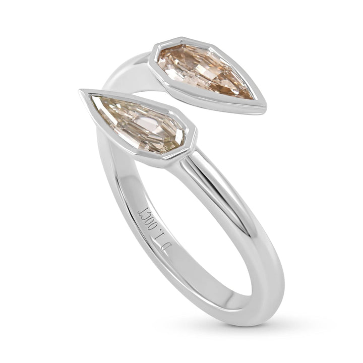 LEIBISH 1.00ct Faint Yellow &amp; Light Brown Two-Stone Pear Diamond Ring Brand Ring