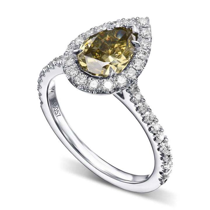 LEIBISH 1.25ct Chameleon Pear Diamond Halo Engagement Ring Brand Ring