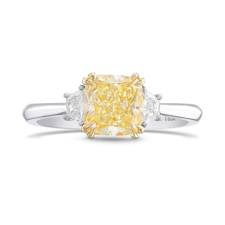 LEIBISH 1.50ct Fancy Yellow Cushion Three-Stone Diamond Ring Brand Ring