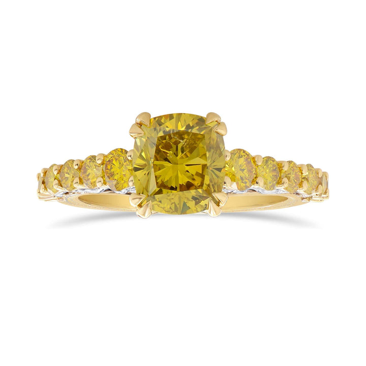 LEIBISH 2.02ct Fancy Deep Brownish Yellow Cushion Diamond Ring Brand Ring