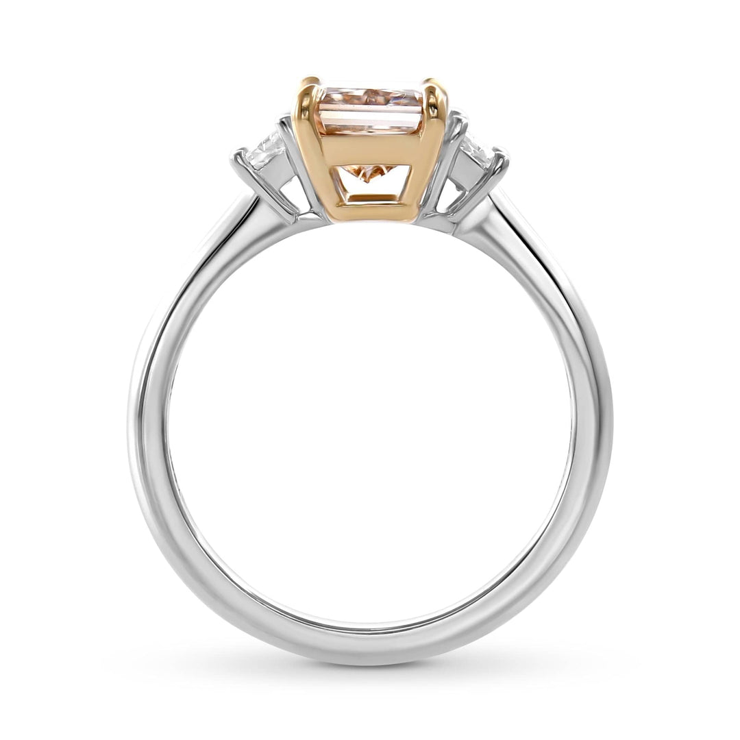 LEIBISH 2.16ct Fancy Pinkish Brown Radiant Three-Stone Ring Brand Ring