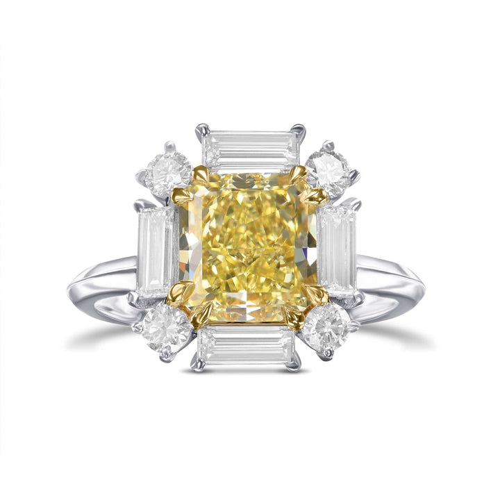 LEIBISH 2.23ct Fancy Yellow Cushion Diamond Halo Ring Brand Ring