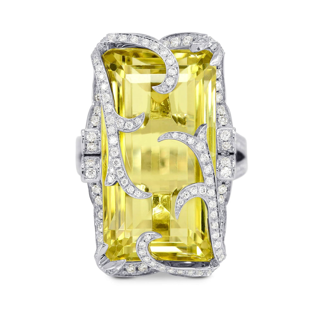 LEIBISH 24.92ct Sri Lankan Lemon Quartz &amp; Diamond Ring Brand Ring