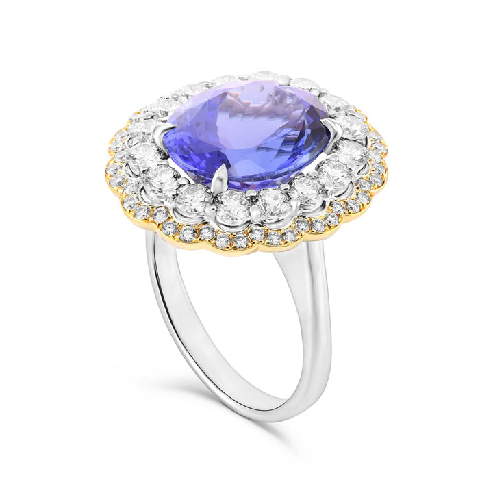 LEIBISH 5.78ct Tanzanite Floral Halo Ring Brand Ring