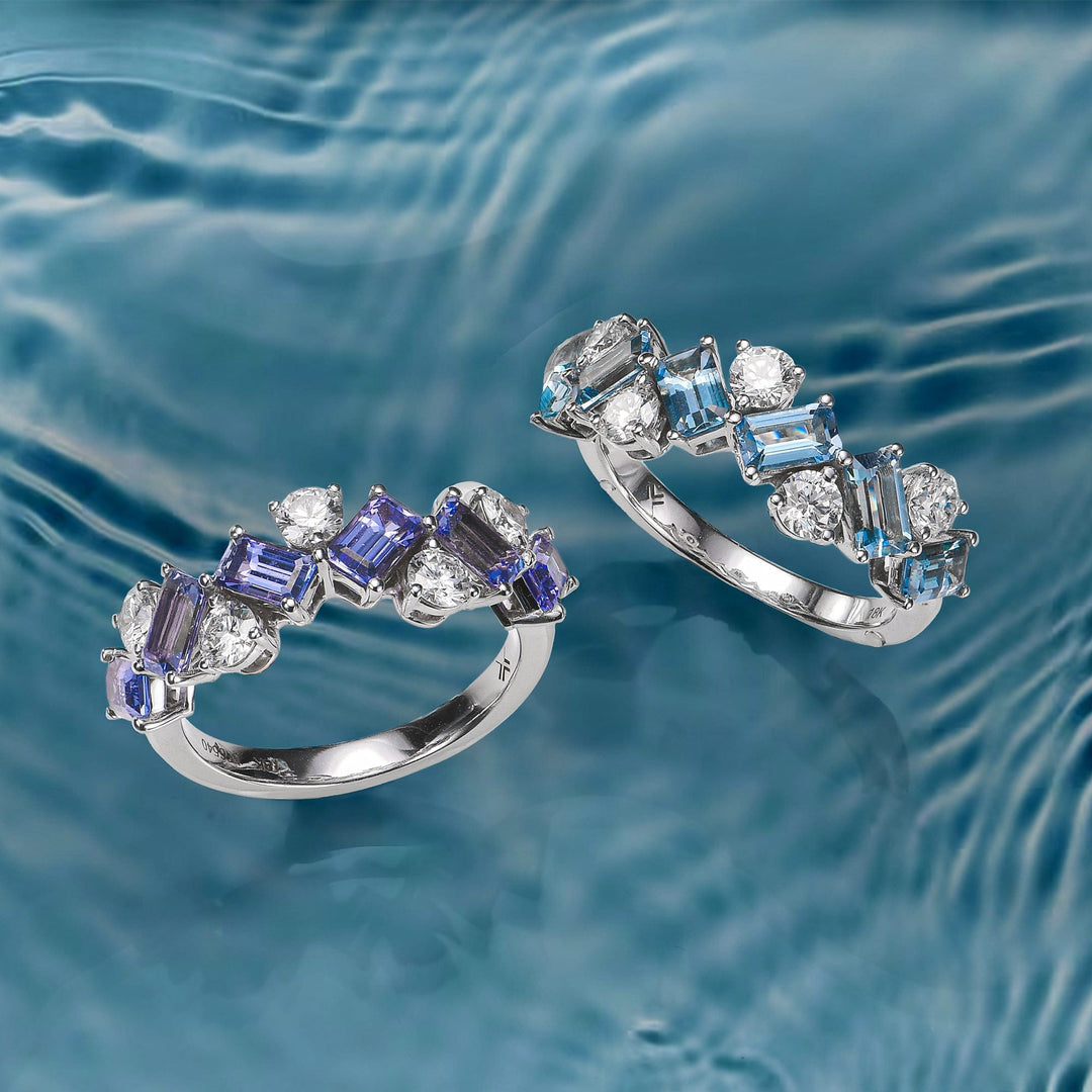 LEIBISH Aquamarine &amp; Diamond Band Ring Brand Ring