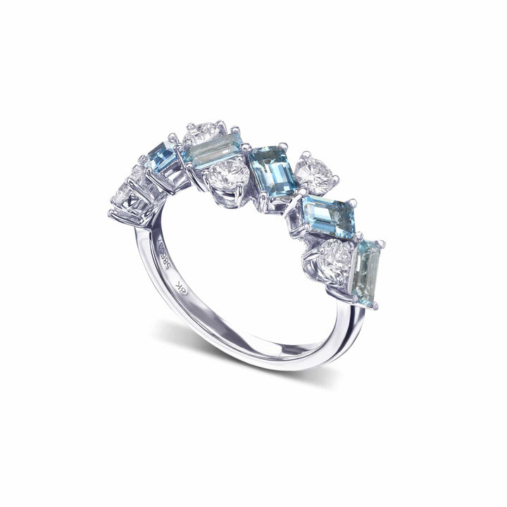 LEIBISH Aquamarine &amp; Diamond Band Ring Brand Ring