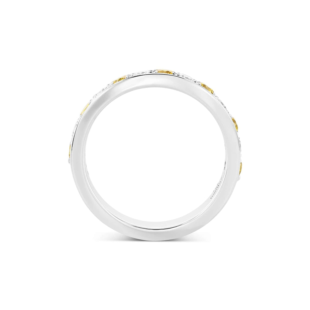 LEIBISH Fancy Vivid Orange Yellow &amp; White Diamond Band Ring Brand Ring