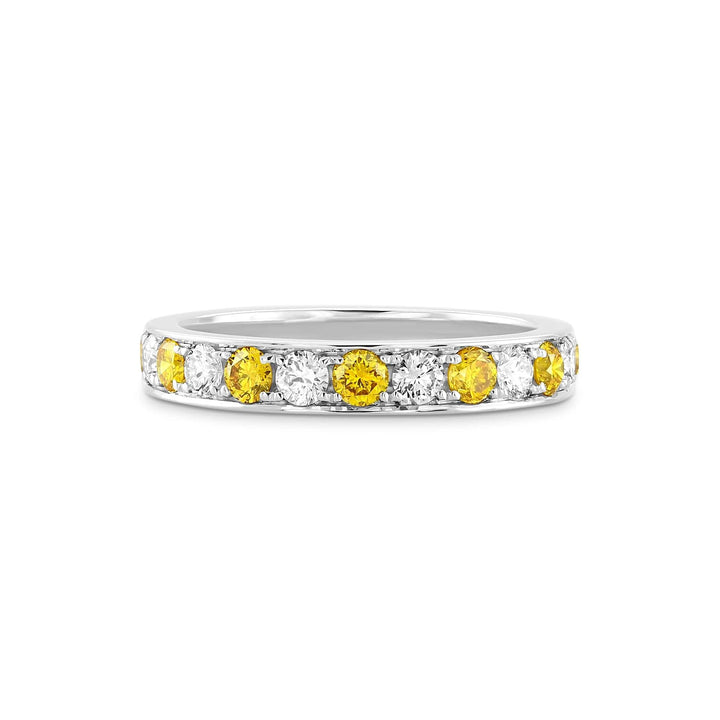 LEIBISH Fancy Vivid Orange Yellow &amp; White Diamond Band Ring Brand Ring