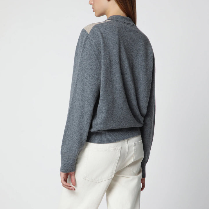 Róhe - Grey polo with beige Argyle pattern in wool blend Brand