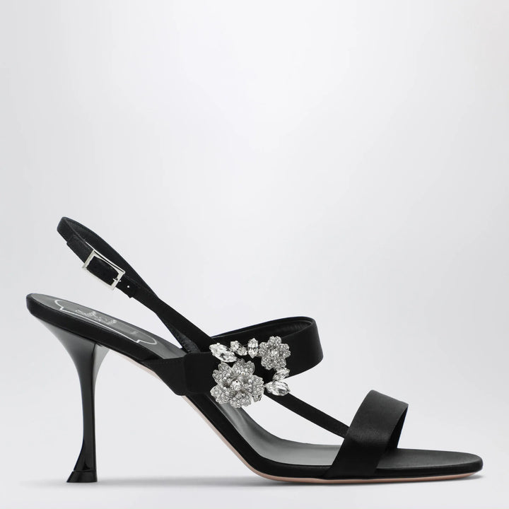 ROGER VIVIER - Black satin Efflorescence sandals Brand Sandals 36 IT