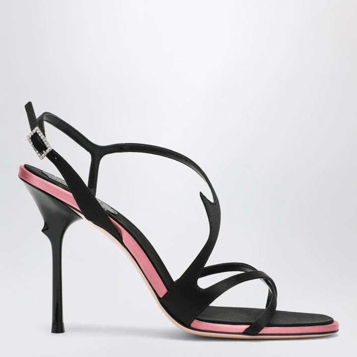 ROGER VIVIER - Black satin heeled sandals Brand Sandals 39 IT
