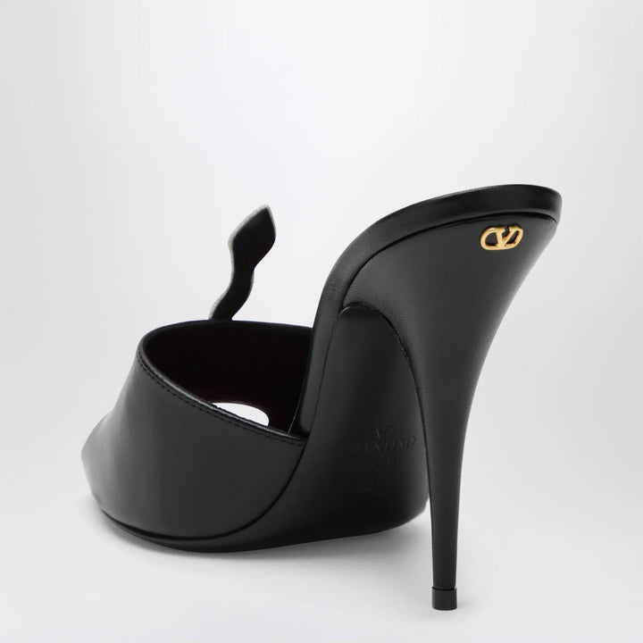 Valentino Garavani - Black Coeur Vipère slide sandals in goatskin Brand Sandals