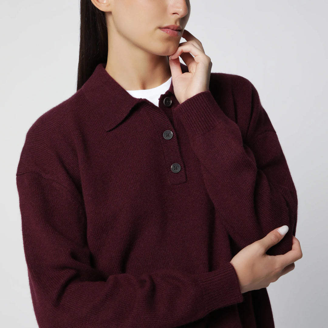 ANINE BING - Burgundy cashmere polo sweater Brand Shirts &amp; Tops