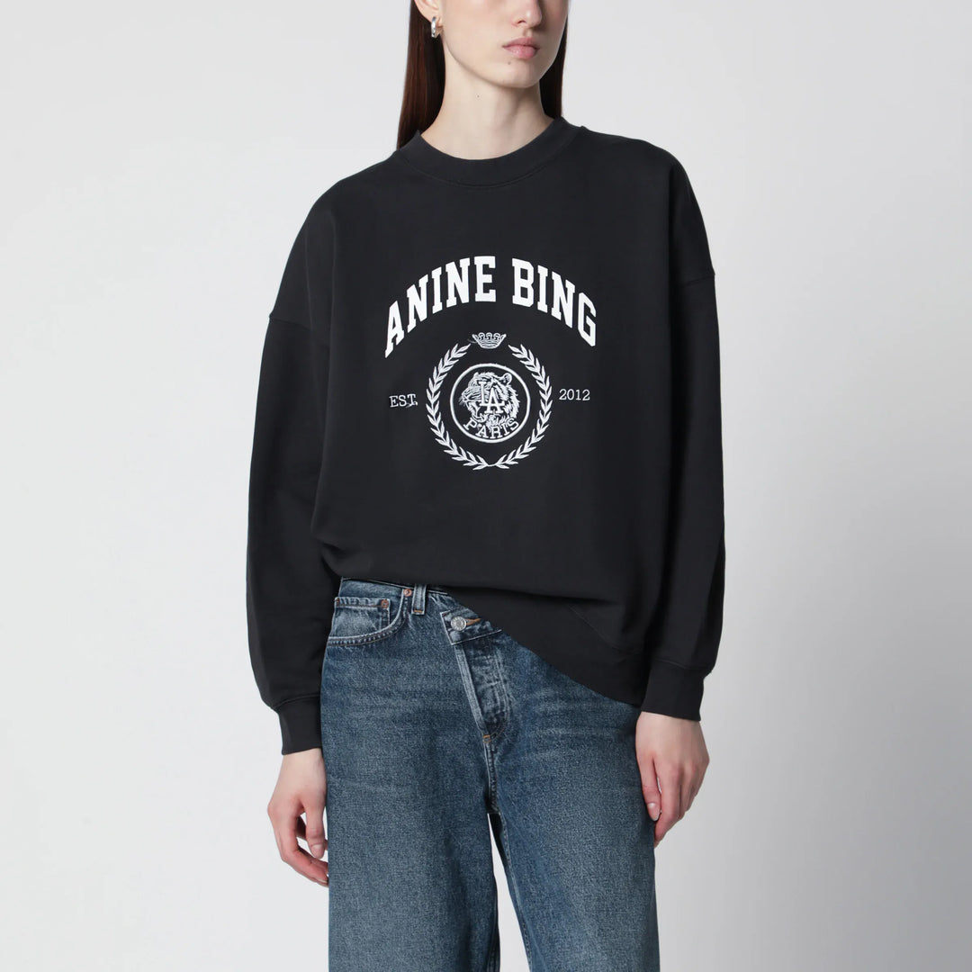 ANINE BING - Miles Collegiate cotton sweatshirt vintage black Brand Shirts &amp; Tops XS