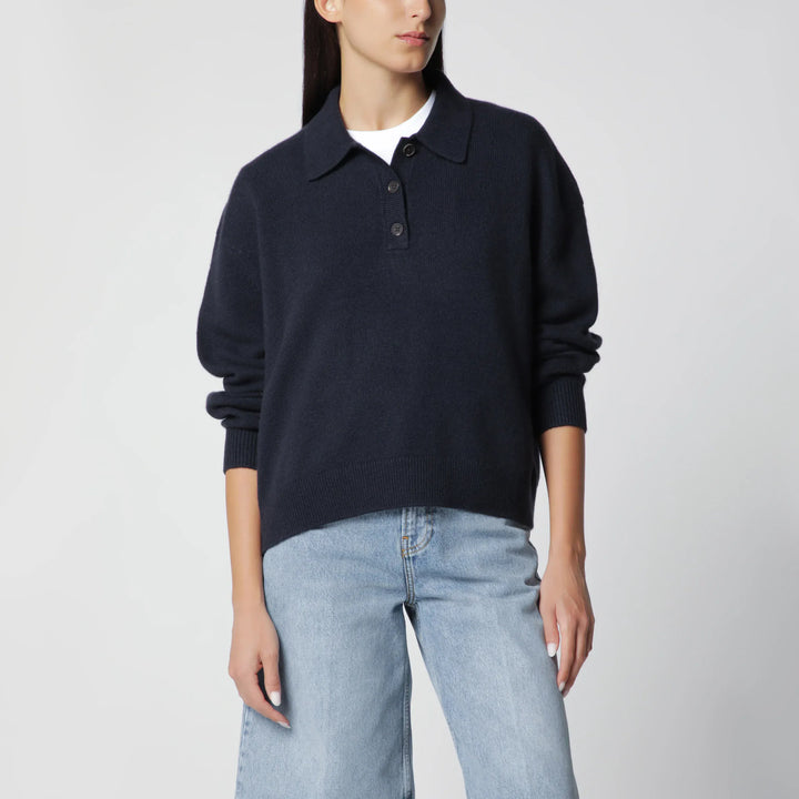 ANINE BING - Navy cashmere polo sweater Brand Shirts &amp; Tops XS