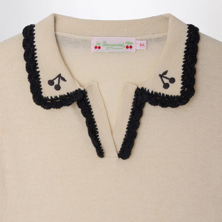 Bonpoint - Lisette écru wool and cotton blend sweater Brand Shirts &amp; Tops
