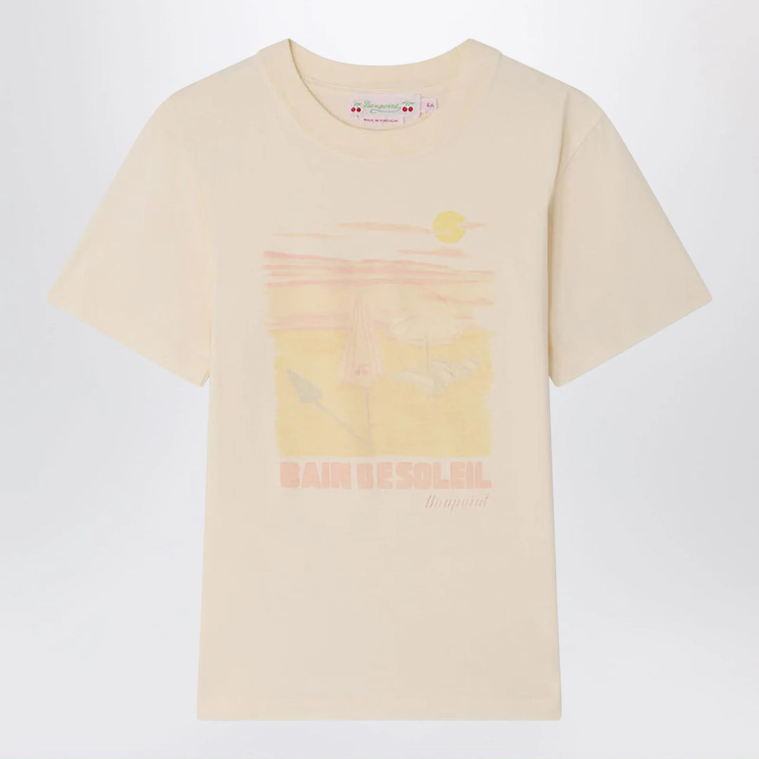 Bonpoint - Thida écru T-shirt with Bain de Soleil print Brand Shirts &amp; Tops 10Y