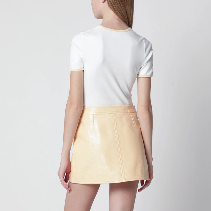 Courrèges - White/orange contrast cotton crew-neck T-shirt Brand Shirts &amp; Tops